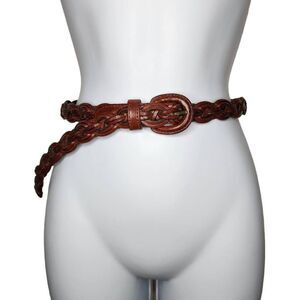 Girls Accessories, Brown Leather Braided Waist Belt, Sz S